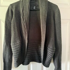 Apostrophe Women's Dark Gray Knit Open-Front Cardigan